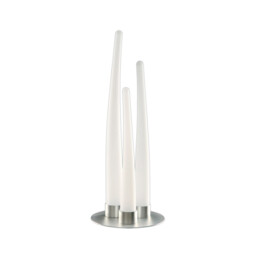 Estalacta Table Lamp 3 Light GU10 Indoor/Outdoor IP44, Silver/Opal White