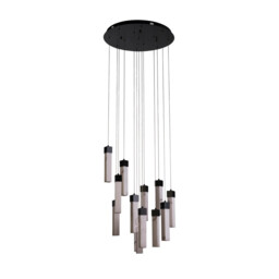 Moonbeam 13 Light Cluster Celling Pendant, Black Metal & Marbleised Resin - thumbnail 2