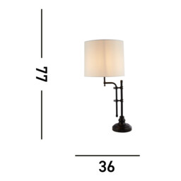 Munich Adjustable Table Lamp, Matt Black, Linen Shade - thumbnail 5
