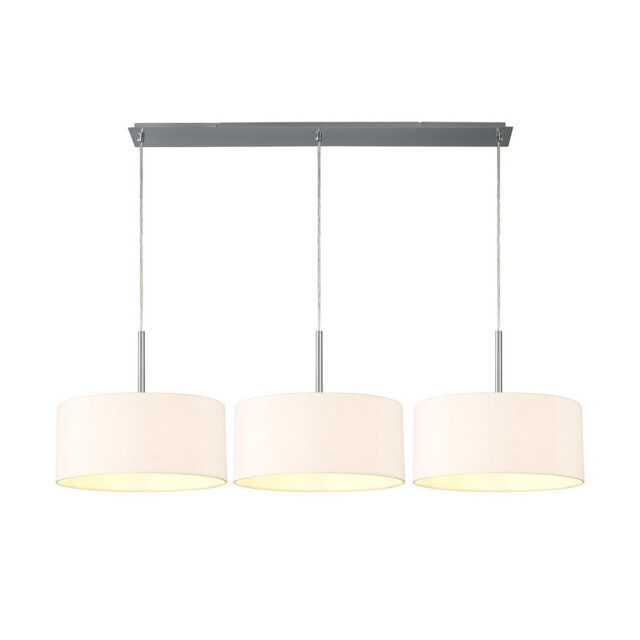 Baymont Polished Chrome 3 Light E27 Linear Pendant With 40cm x 18cm Dual Faux Silk Shade, Nude Beige/Moonlight - image 1