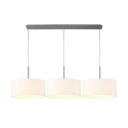Baymont Polished Chrome 3 Light E27 Linear Pendant With 40cm x 18cm Dual Faux Silk Shade, Nude Beige/Moonlight