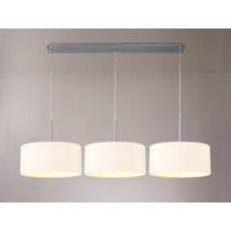 Baymont Polished Chrome 3 Light E27 Linear Pendant With 40cm x 18cm Dual Faux Silk Shade, Nude Beige/Moonlight - thumbnail 2