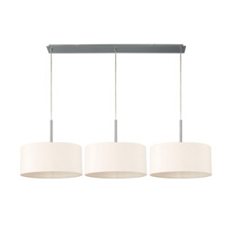 Baymont Polished Chrome 3 Light E27 Linear Pendant With 40cm x 18cm Dual Faux Silk Shade, Nude Beige/Moonlight - thumbnail 5