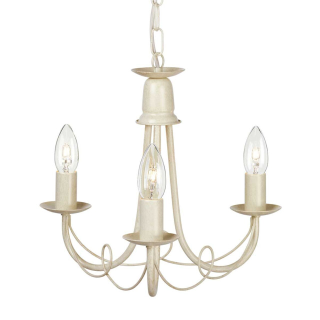Minster Chandelier 3 Light Ivory, Gold Finish, E14 - image 1
