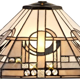 Ithaca 2 Light Leaf Design Floor Lamp E27 With 40cm Tiffany Shade, White, Grey, Black, Clear Crystal, Aged Antique Brass - thumbnail 5