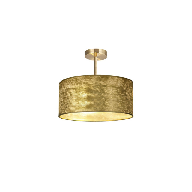 Baymont Antique Brass 3 Light E27 Semi Flush Fixture With 40cm x 18cm Gold Leaf Shade - image 1