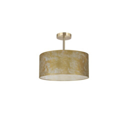 Baymont Antique Brass 3 Light E27 Semi Flush Fixture With 40cm x 18cm Gold Leaf Shade - thumbnail 5