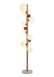 Newstead Floor Lamp, 8 x G9, Antique Copper, Opal & Copper Glass