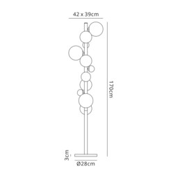 Newstead Floor Lamp, 8 x G9, Antique Copper, Opal & Copper Glass - thumbnail 2