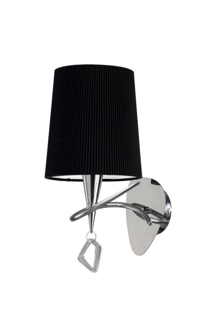 Wall Lamp Switched 1 Light E14, Polished Chrome with Black Shade - image 1