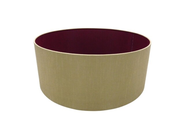 Sigma Round Cylinder, 500 x 200mm Dual Faux Silk Fabric Shade, Antique Gold, Ruby - image 1