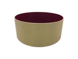 Sigma Round Cylinder, 500 x 200mm Dual Faux Silk Fabric Shade, Antique Gold, Ruby