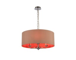 Sigma Round Cylinder, 500 x 200mm Dual Faux Silk Fabric Shade, Antique Gold, Ruby - thumbnail 5