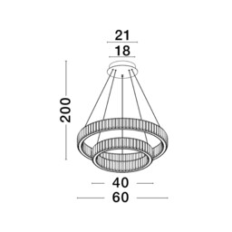 Aurelia Integrated LED Pendant Ceiling Light Chrome Metal, Crystal LED 46W 4328Lm 3500K - thumbnail 5