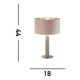 London Table Lamp, Knurled Satin Silver, Pink Velvet Shade - thumbnail 3