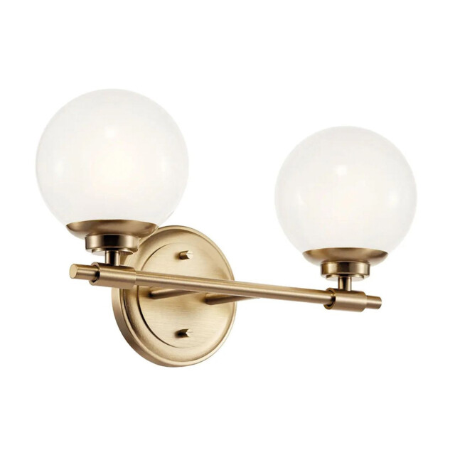 Kichler Benno Bathroom Wall Lamp Contemporary Champagne Bronze 3000K IP44 2x G9 - image 1