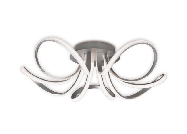Knot Ceiling 74cm Round 5 Looped Arms 60W LED 3000K, 4800lm, Dimmable Silver, Frosted Acrylic, Polished Chrome - image 1