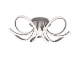 Knot Ceiling 74cm Round 5 Looped Arms 60W LED 3000K, 4800lm, Dimmable Silver, Frosted Acrylic, Polished Chrome