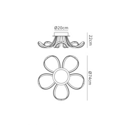 Knot Ceiling 74cm Round 5 Looped Arms 60W LED 3000K, 4800lm, Dimmable Silver, Frosted Acrylic, Polished Chrome - thumbnail 2
