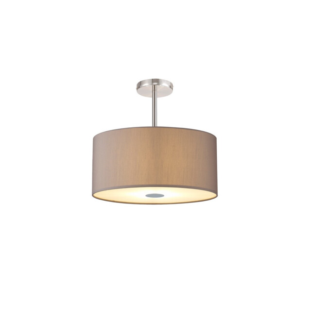 Baymont Polished Chrome 5 Light E27 Semi Flush With 40cm x 18cm Faux Silk Shade, Grey/White Laminate - image 1