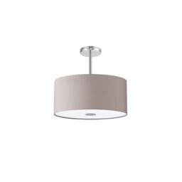 Baymont Polished Chrome 5 Light E27 Semi Flush With 40cm x 18cm Faux Silk Shade, Grey/White Laminate - thumbnail 5