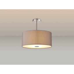 Baymont Polished Chrome 5 Light E27 Semi Flush With 40cm x 18cm Faux Silk Shade, Grey/White Laminate - thumbnail 2