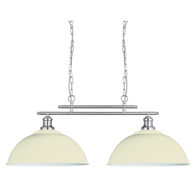 Fusion 2 Light Ceiling Bar, Satin Silver, Cream Shades