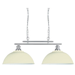 Fusion 2 Light Ceiling Bar, Satin Silver, Cream Shades