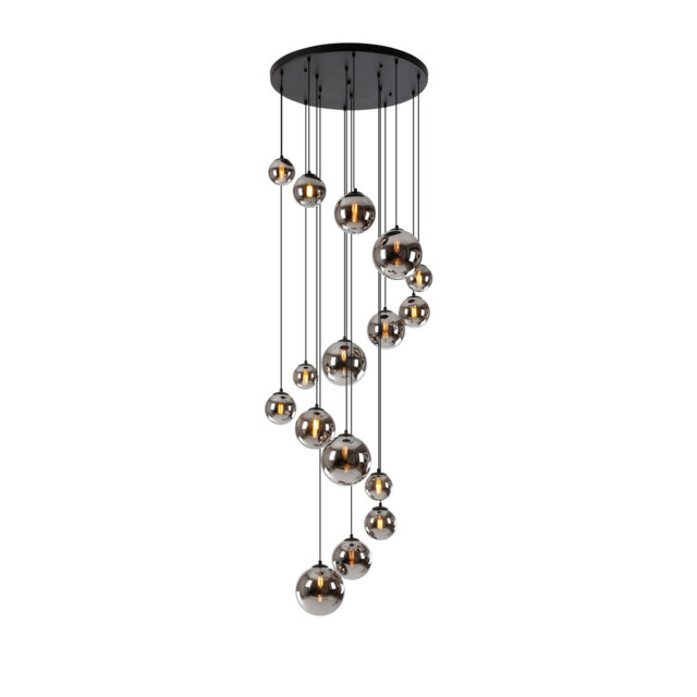 Marshall Ceiling Pendant, 16 Light G9, Satin Black, Chrome Plated Glass - image 1