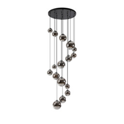 Marshall Ceiling Pendant, 16 Light G9, Satin Black, Chrome Plated Glass - thumbnail 5