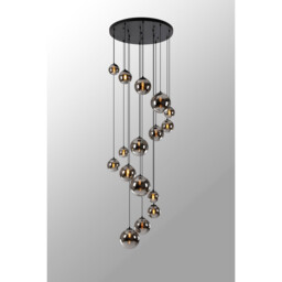 Marshall Ceiling Pendant, 16 Light G9, Satin Black, Chrome Plated Glass - thumbnail 3