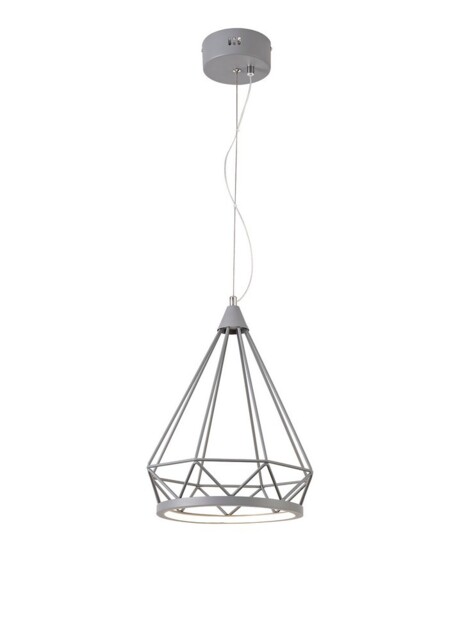 Small Diamond Caged Ceiling Pendant, 1 x 8W LED, 3700K, Matt Grey - image 1