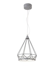 Small Diamond Caged Ceiling Pendant, 1 x 8W LED, 3700K, Matt Grey - thumbnail 1