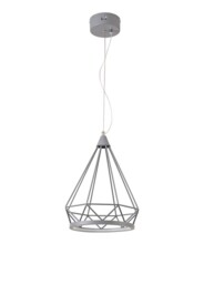Small Diamond Caged Ceiling Pendant, 1 x 8W LED, 3700K, Matt Grey - thumbnail 5