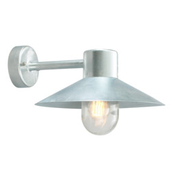 Lund 1 Light Outdoor Fisherman Dome Wall Lantern Light Galvanised IP55, E27 - thumbnail 1
