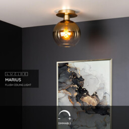 Marius Retro Flush Ceiling Light - 1xE27 - Matt Gold, Brass - thumbnail 3