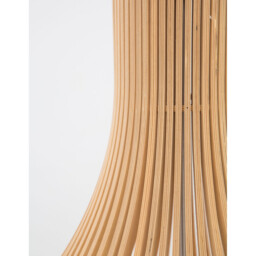 Soho Wire Frame Pendant Ceiling Light Natural Wood Brown Fabric Cable Solid Wood Canopy LED E27 - thumbnail 5