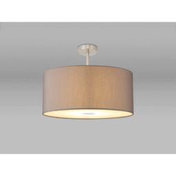Baymont Satin Nickel E27 Semi Flush With 60cm x 22cm Faux Silk Shade, Grey/White Laminate - thumbnail 2