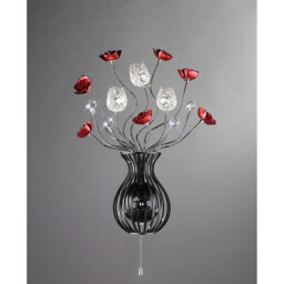 (DH) Bonita Wall Lamp 3 Light G4 Black/Red/Crystal, NOT LED/CFL Compatible - thumbnail 2
