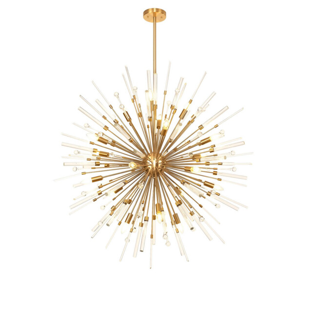 Noon Pendant 20 Light E14 Antique Gold/Clear Glass Item Weight: 17.3kg - image 1