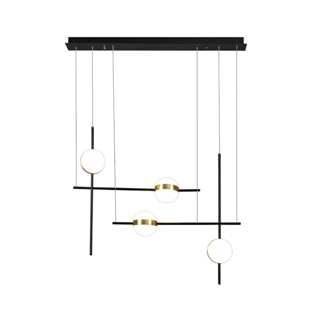 Cuba Criss Cross Linear Pendant 4 Light, 32W LED, 3000K, 2400lm, Gold, Black, 3yrs Warranty - image 1