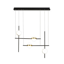 Cuba Criss Cross Linear Pendant 4 Light, 32W LED, 3000K, 2400lm, Gold, Black, 3yrs Warranty - thumbnail 1