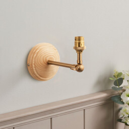 Wood Wing Ash Wood Wall Light with Coral Pink Fabric Ripple Shade 16cm B22 - thumbnail 5