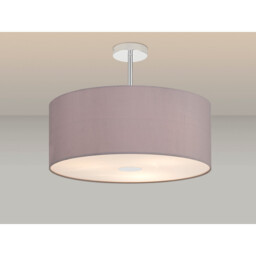 Baymont Polished Chrome 3 Light E27 Semi Flush With 50cm x 20cm Faux Silk Shade, Grey/White Laminate - thumbnail 2