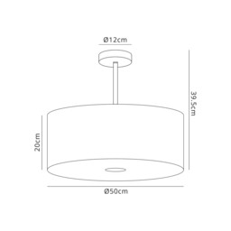 Baymont Polished Chrome 3 Light E27 Semi Flush With 50cm x 20cm Faux Silk Shade, Grey/White Laminate - thumbnail 3