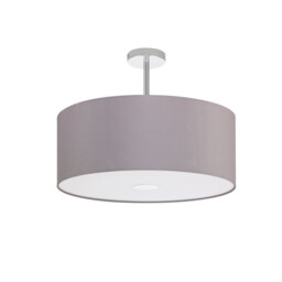 Baymont Polished Chrome 3 Light E27 Semi Flush With 50cm x 20cm Faux Silk Shade, Grey/White Laminate - thumbnail 5