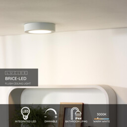 Brice-Led Modern Flush Ceiling Light Bathroom - Ø 18cm - LED Dim. - 1x12W 3000K - IP44 - White - thumbnail 2