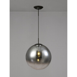 Miranda 40cm Ball Pendant 1 Light E27 Black Suspension With Matt Black/Smoke Fade Glass Globe - thumbnail 2