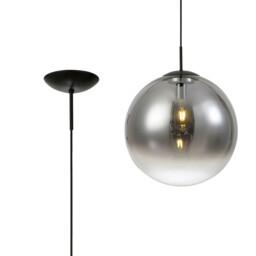 Miranda 40cm Ball Pendant 1 Light E27 Black Suspension With Matt Black/Smoke Fade Glass Globe - thumbnail 1