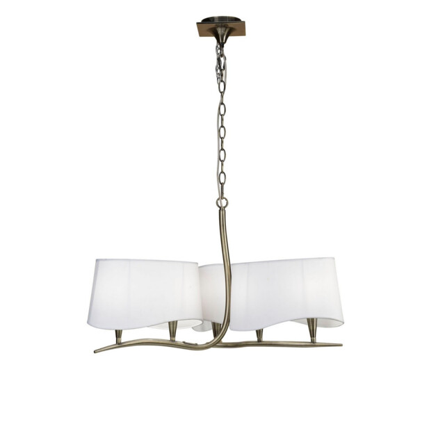 Ninette Pendant 3 Arm 6 Light E14, Antique Brass With Ivory White Shades - image 1